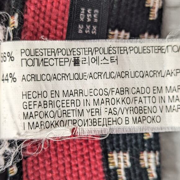 Zara Woman XS Mini Skirt Red Black Jacquard Knit Tribal Geometric Morocco - Picture 5 of 5